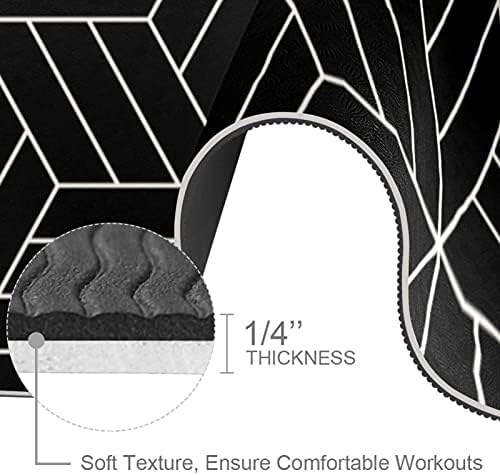 Crni japanski inspirisan geometrijski uzorak Extra Thick Yoga Mat - Eco Friendly Non - slip Vježba & fitnes Mat Vježba Mat za sve