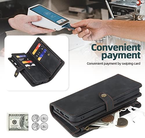 Misscase kompatibilan sa iPhone 14 Pro Max futrolom za novčanik,2 u 1 odvojiva magnetna torbica za novčanik sa držačem za kartice,patentnim
