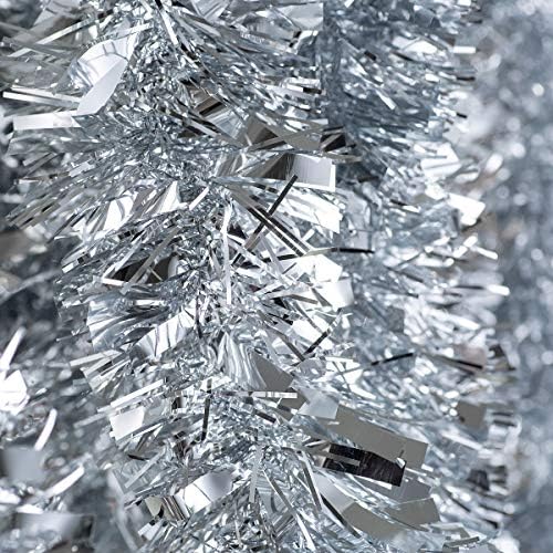 Crafare srebrni metalik Tinsel Garland za praznične božićne ukrase drvca za vjenčanje rođendanska zabava 40 ft dugačka