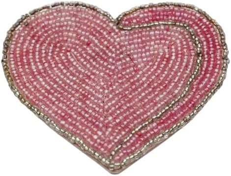 Pink Heart Decorations Beaded Tea Coaster poklon za njene podmetače za stolove Pink Heart Shape Beaded Coasters by Vaishnawi's Collections