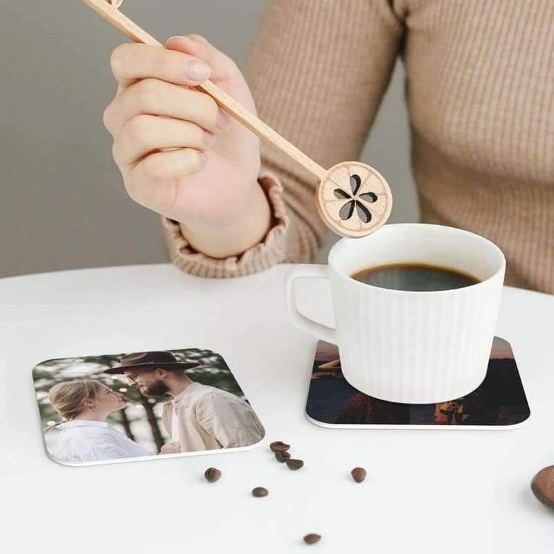 Personalizirani podmetači za piće - Prilagođeni podmetači za stolić za kavu Izvršite vlastitu kožnu COaster sa fotografijom Tekst