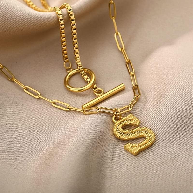 Oyalma početno pismo preklopna ogrlica za žene Zlatni Punk Hip Hop debeli džemper lanac ot kopča ogrlice nakit-18k zlatna boja-Y-89338