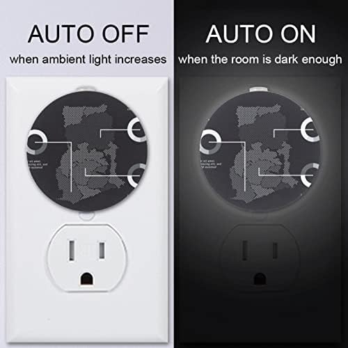 2 paket Plug-in Nightlight LED noćno svjetlo sa senzorom sumraka do zore za dječiju sobu, rasadnik, kuhinju, hodnik infografika Crne