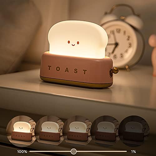 Slatka sto dekor toster lampa, AMZSTAR zatamnjiva mala LED tost hljeb noćno svjetlo punjiva stolna lampa prijenosno svjetlo sa tajmerom,