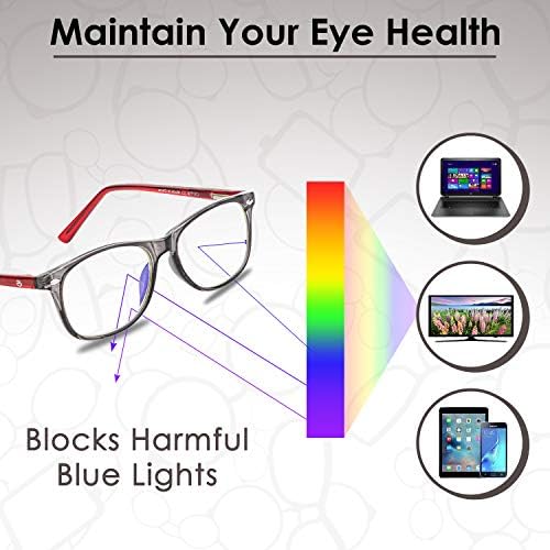 Naočare za blokiranje plavog svjetla djevojke & amp; dječaci | naočare za plavo svjetlo protiv očiju dječje naočare za kompjuterske igre / fleksibilni sivi kvadratni okviri sa crvenim sljepoočnicama naočare za ekran Video telefona