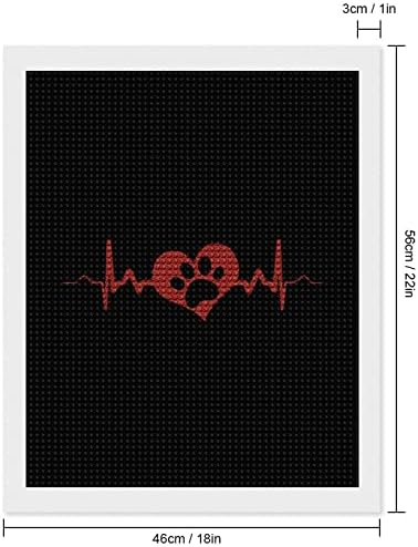Pas Paw Print Heartbeat Dekorativni dijamantski slikanje Smiješne 5D DIY COLL STICU DRILLOAD TOTS Slike Početna Dekor 16 x20