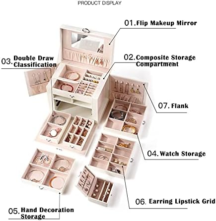 Kutija za odlaganje PU PU kožne putne kutije za nakit od 6 nivoa za skladištenje nakita sa zaključavanjem i ogledalom Veliki kapacitet za obnarenje za prstenove, ogrlice, naušnice, narukvice